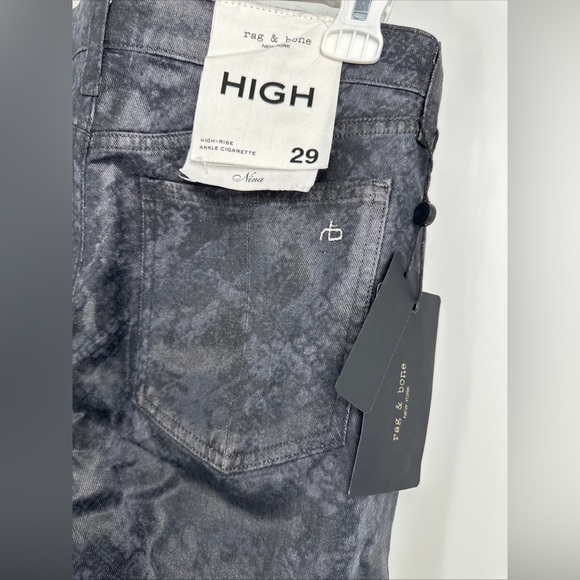 Rag & Bone Nina Snake Foil High Rise Ankle Cigarette Jeans Size 29 $255 - Picture 8 of 9